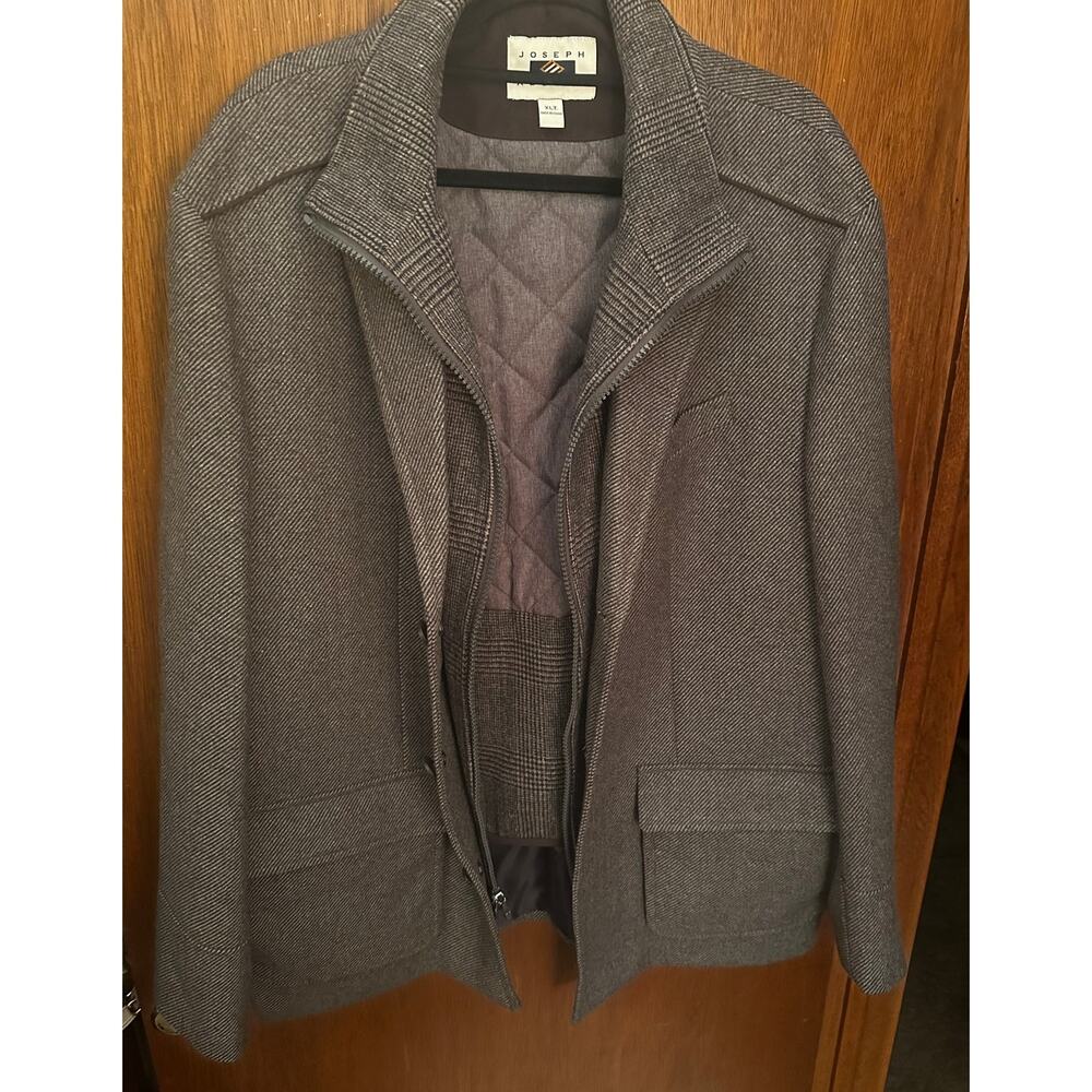 JOSEPH ABBOUD BROWN TWEED CAR COAT W/QUILTED LINING; SIZE XLTALL